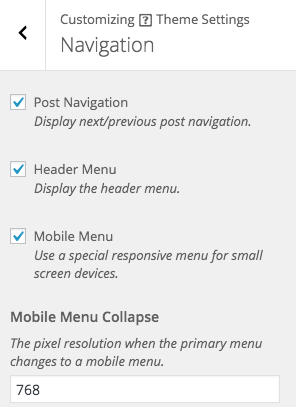 Appearance > Customize > Theme Settings > Navigation