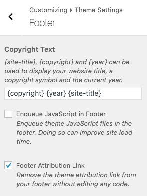 Theme Settings > Footer